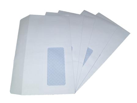 100 x DL White Window Self Seal Envelopes 110x220mm , 80gsm